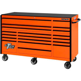 Extreme Tools RX 19 Drawer Roller Cabinet 55""W x 25""D x H""46 Orange w/Black Handles & Trim