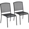 Global Industrial™ Outdoor Caf Armless Stacking Chair Steel Mesh Black 2 Pack