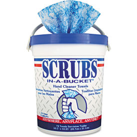 Scrubs® Hand Cleaner Towels 10-1/2"" x 12-1/4"" Blue/White 72 Wipes/Bucket 6/Case - ITW42272CT