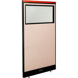 Interion® Deluxe Electric Office Partition Panel with Partial Window 36-1/4""W x 65-1/2""H Tan