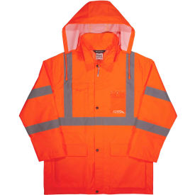 Ergodyne® 8366 Glowear® Type R Class 3 Lightweight Hi-Vis Rain Jacket Orange 3XL