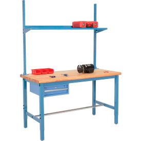 Global Industrial™ 72x36 Production Workbench Maple Safety Edge - Drawer Upright & Shelf BL
