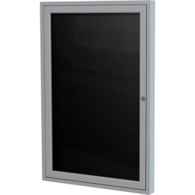 Ghent Enclosed Letter Board - Outdoor / Indoor - 1 Door - Black Letterboard w/Silver Frame - 36""x36""