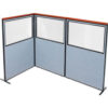 Interion® Deluxe Freestanding 3-Panel Corner Divider w/Partial Window 48-1/4""W x 73-1/2""H Blue