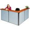 Interion® L-Shaped Reception Station 80""W x 80""D x 44""H Cherry Counter Blue Panel
