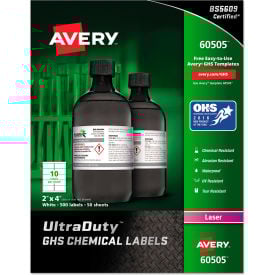 Avery® GHS Chemical Waterproof & UV Resistent Labels Laser 2"" x 4"" 500/Box
