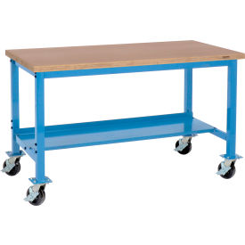 Global Industrial™ Mobile Workbench 48 x 30"" Square Tubular Leg Shop Top Square Edge Blue