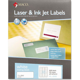 Maco® White All-Purpose Labels 1 x 2-5/8 3000/Box