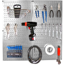 Wall Control Pegboard Organizer Starter Kit Galvanized Black 32"" X 32"" X 6""