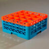 Carlisle RG16-3C412 - OptiClean™ 16 Compartment Glass Rack W/3 Extenders Orange-Blue