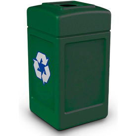PolyTec™ Recycling Can w/Square Open Top 42 Gallon Forest Green