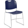 Interion® Stacking Chair With Mid Back Plastic Navy