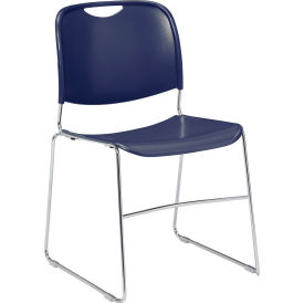 Interion® Stacking Chair With Mid Back Plastic Navy