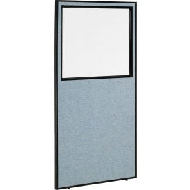 Interion® Office Partition Panel With Partial Window 36-1/4""W x 96""H Blue