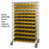 Global Industrial™ Chrome Wire Shelving with 66 4""H Plastic Shelf Bins Yellow 48x18x74