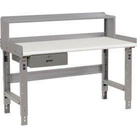 Global Industrial™ Workbench w/ Laminate Safety Edge Top Drawer & Riser 72""W x 30""D Gray