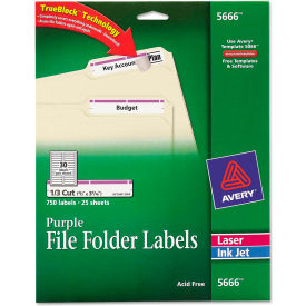 Avery® Self-Adhesive Laser/Inkjet File Folder Labels Purple Border 750/Pack