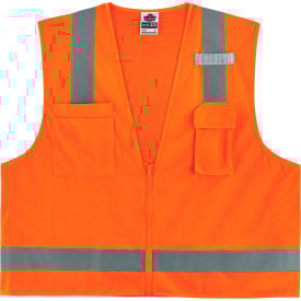 Ergodyne GloWear 8249Z-S Hi-Vis Surveyors Vest Class 2 Economy Single Size 2XL Orange