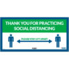 Global Industrial™ Green Thank you for Social Distancing Sign  24""W x 12""H Adhesive Vinyl