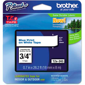 Brother® P-Touch® TZe Labeling Tape 3/4""W Blue on White