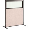 Interion® Freestanding Office Partition Panel with Partial Window 48-1/4""W x 60""H Tan