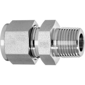 316 SS Double-Ferrule Instrumentation Ftg -Straight Adapter for 1/4"" Tube OD x 1/8"" MNPT