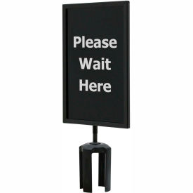 Queueway Acrylic Sign Double Sided ""Please Wait Here"" 7""Wx11""H Black/White