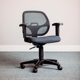 Interion® Mesh Office Chair With Mid Back & Adjustable Arms Fabric Gray