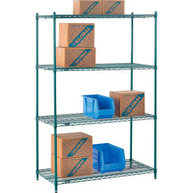 Nexel® 4 Shelf Poly-Green® Wire Shelving Unit Starter 48""W x 21""D x 74""H