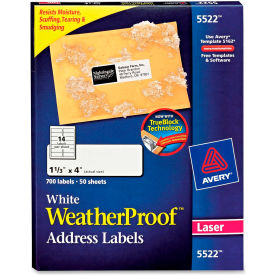 Avery® White Weatherproof Laser Shipping Labels 1-1/3 x 4 700/Pack