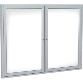 Ghent Enclosed Whiteboard 2 Door 48""W x 36""H White Porcelain w/Silver Frame