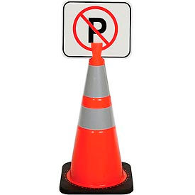 Cone Sign - No Parking 13"" x 11"" Black on Orange 1 Each