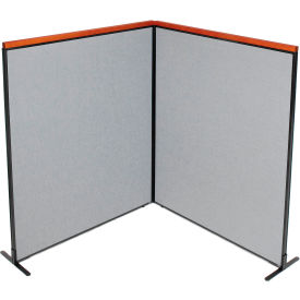 Interion® Deluxe Freestanding 2-Panel Corner Room Divider 60-1/4""W x 73-1/2""H Gray
