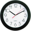Universal® Bold Round Wall Clock 9.75"" Overall Diameter Black Case 1 AA