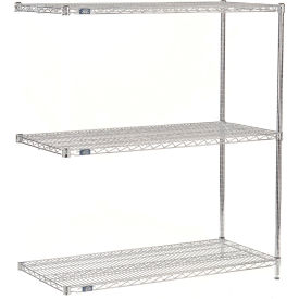 Nexel® 3 Shelf Chrome Wire Shelving Unit Add On 72""W x 18""D x 34""H