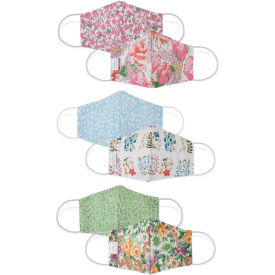 Cloth Face Mask Reusable/Washable 3-Layer Contour Reversible Floral Large 3/Pack