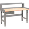 Global Industrial Workbench w/ Maple Safety Edge Top Drawer & Riser 60""W x 30""D Gray