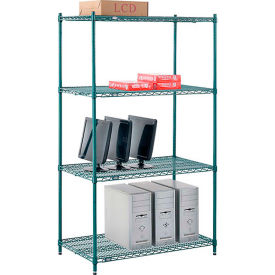 Nexel® 4 Shelf Poly-Green® Wire Shelving Unit Starter 42""W x 21""D x 74""H