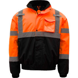 GSS Safety 8002 Class 3 Waterproof Quilt-Lined Bomber Jacket Orange/Black XL