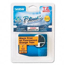 P-Touch Tape Cartridge TZ Stand Laminate Tape Black/Fluorescent Orange 1W
