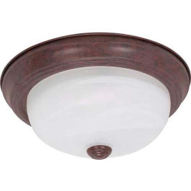 Satco 60-205 2 Light - 11" - Flush Mount - Alabaster Glass  Old Bronze