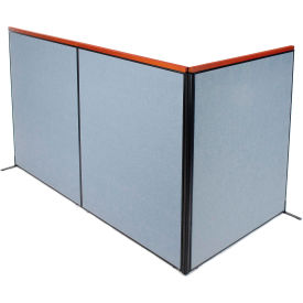 Interion® Deluxe Freestanding 3-Panel Corner Room Divider 60-1/4""W x 73-1/2""H Blue