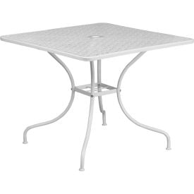 Flash Furniture Commercial Grade 35.5"" Square White Indoor-Outdoor Steel Patio Table