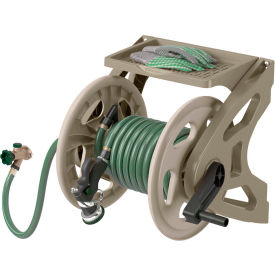 Hose Handler® Wall-Mount Hose Reel With Tray - Dark Taupe