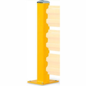 Wildeck® Steel Post Column For Triple Rail 44""HYellow
