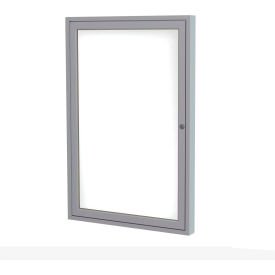 Ghent Enclosed Whiteboard 1 Door 30""W x 36""H White Porcelain w/Silver Frame