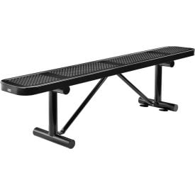 Global Industrial™ 6' Outdoor Steel Flat Bench Perforated Metal Black