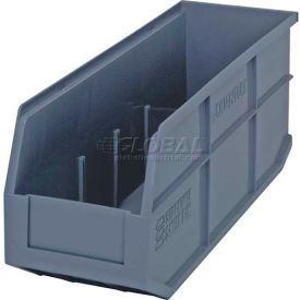 Quantum Plastic Stacking and Hanging Shelf Bin SSB461 6""W x 18""L x 7""H Gray