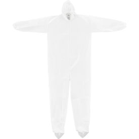Global Industrial™ Disposable Microporous Coverall Elastic Hood & Boots White Large 25/Case