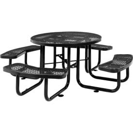Global Industrial™ 46"" Round Picnic Table Expanded Metal Black